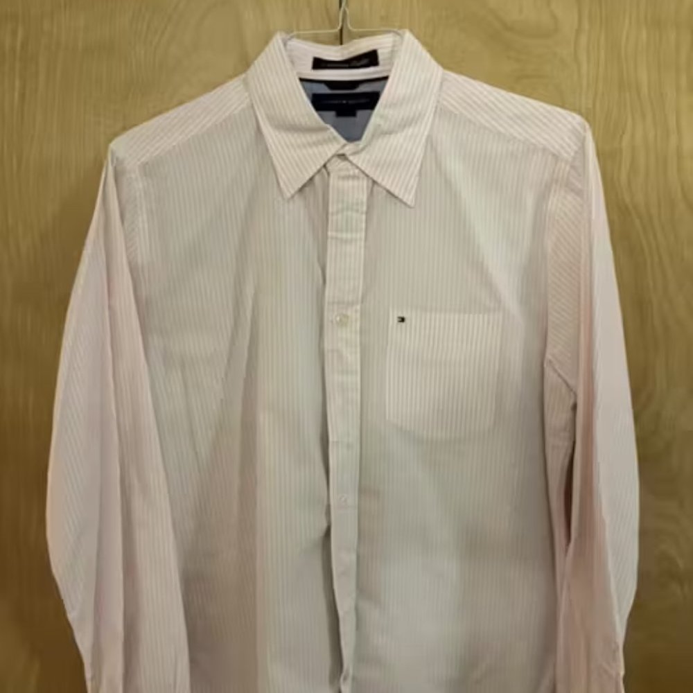 Tommy Hilfiger red poplin button-up dress shirt